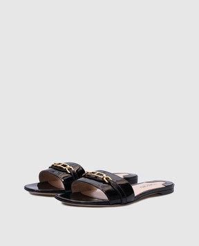 Tom Ford Черные кожаные лакированные шлепанцы WITNEY W3526LCL072G