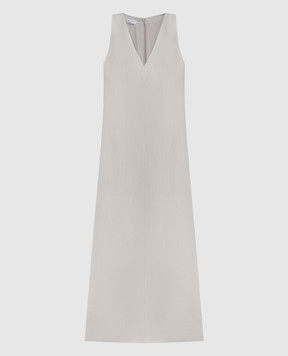 Brunello Cucinelli Сіра сукня з льоном з ланцюжком моніль MH126A4812