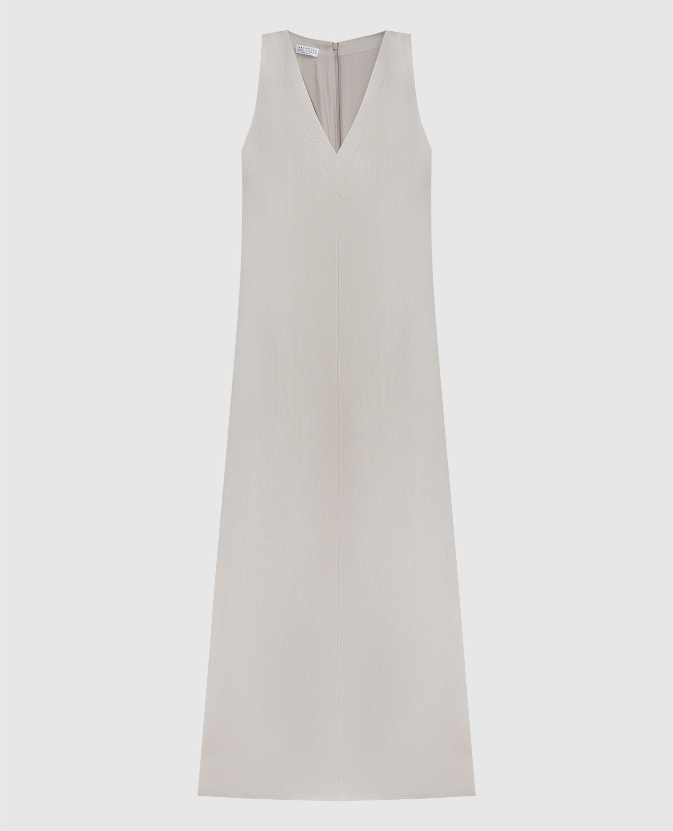 Gray linen dress with monil chain