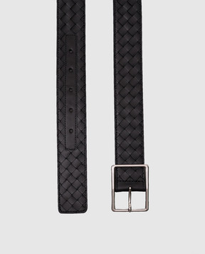 Bottega Veneta Чорний шкіряний ремінь з плетінням Intrecciato 796783V4LQ1
