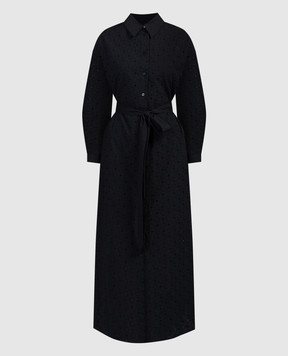 Twin Set Actitude Чорна сукня-сорочка з вишивкою бродері 241AT2079
