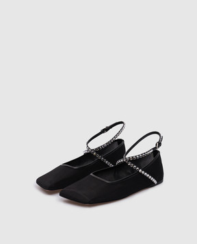 Amina Muaddi Чорні балетки ANE MESH CRYSTAL з кристалами 11S351557ANE
