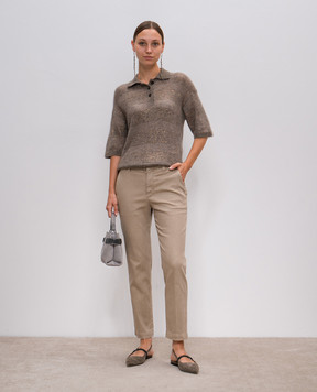 Brunello Cucinelli Бежеві штани з ланцюжком моніль MA080P5729