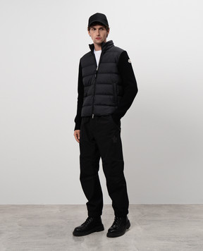Moncler Черная комбинированная куртка с логотипом J20919B00032M1131