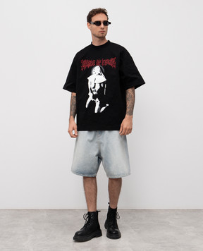 Vetements Черная металлизированная футболка COF Iconic Nun UCF76MT501B