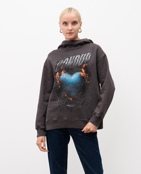 Dondup Серые худи с принтом F509KF0151DLQ3