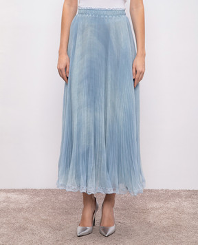 Ermanno Scervino Блакитна спідниця міді з мереживом D462O330RWK