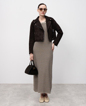 Babe Pay Pls Коричневая замшевая укороченная косуха 2516SUEDE