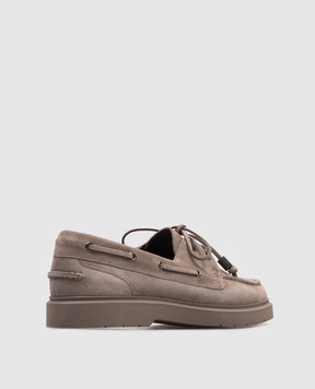 Brunello Cucinelli Бежевые замшевые топпсайдеры Sail MZSFG2955