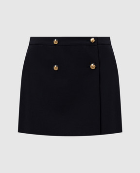 Alexander McQueen Синяя юбка на запах с шерстью 752499QJACF