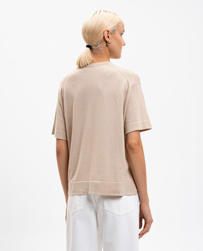John Smedley Бежева футболка DANBY з розрізами DANBY