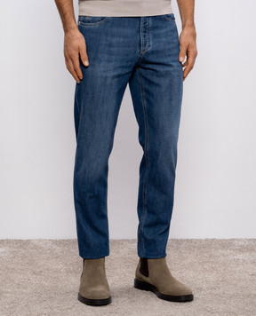 Brunello Cucinelli Сині джинси з ефектом потертості ME645D3210