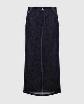 Brunello Cucinelli Синяя юбка джинсовая с цепочкой мониль ML133G3776