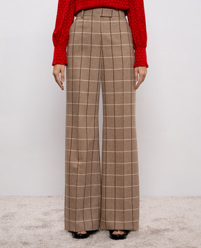 Valentino Бежевые брюки из шерсти в клетку 7B0RB6S09R3