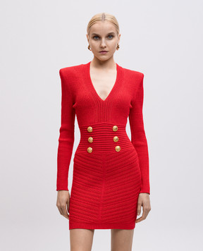 Balmain Червона сукня міні у візерунок EF0R8830KI42