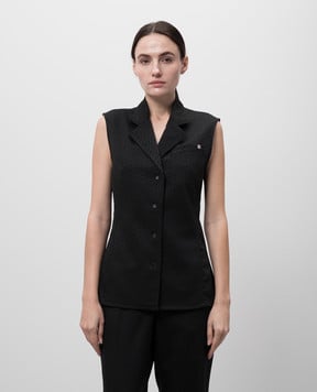 Helmut Lang Черный жилет с шерстью в логотип шаблон монограммы. O10HW504