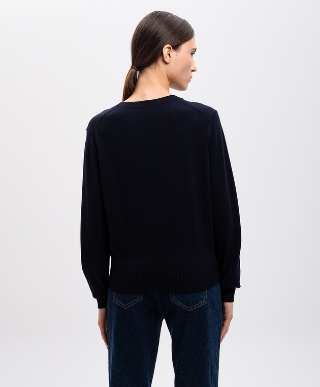 Ami Paris Синий джемпер из мериноса шерсти с нашивкой логотипа BFFKS111KN0025 изображение 4