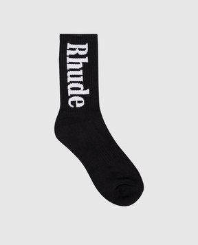 Rhude Черные носки с контрастным узором логотипа RHPF25SO01750