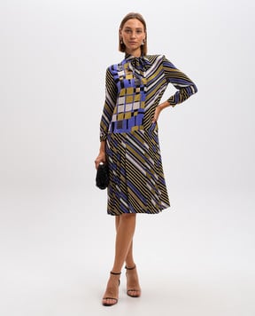 Bottega Veneta Фіолетова сукня із шовку в геометричний візерунок 433985