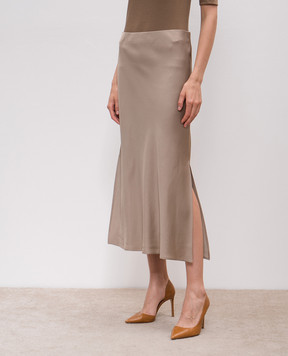 Brunello Cucinelli Бежевая юбка с блестящей текстуруй M0H38G3414
