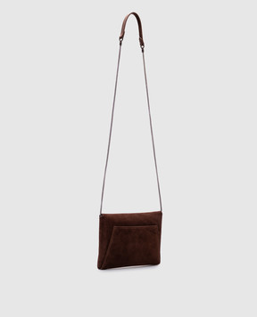 Brunello Cucinelli Коричневий замшевий клатч Duo з логотипом MWDLD2722P