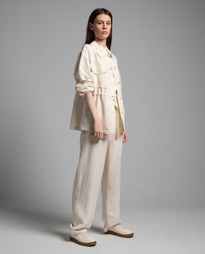 Woolrich Бежева сорочка на кулісці з льоном CFWWOS0106FRUT3043