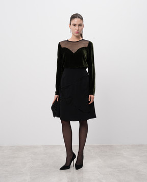 Red Valentino Чорна спідниця з ажурним візеруноком QR3RA03B3U8