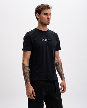 Ann Demeulemeester Черная футболка с принтом Echoes 2402MJTS0236FA206