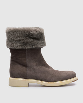 Santoni Сірі замшеві черевики на хутрі WTEK58383SCOAEYT