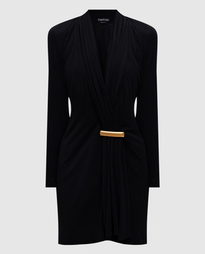 Tom Ford Чорна сукня міні з логотипом ABJ835JEX131