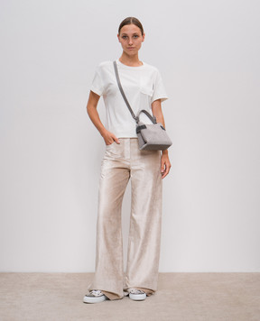 Brunello Cucinelli Белая футболка с цепочкой мониль с окантовкой из шелка M0T81EH900