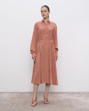 Ermanno Scervino Червона сукня-сорочка із шовку в геометричний принт D462Q364QBK