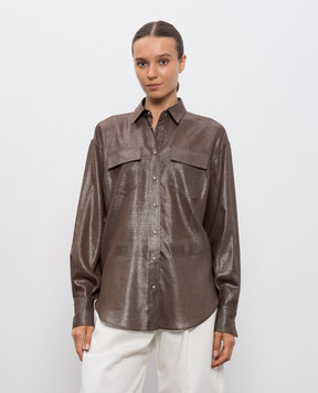 Brunello Cucinelli Коричнева блуза з вовною MB150NC106