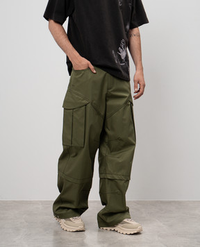 Off-White Зеленые брюки карго с логотипом. OMCF042F24FAB001