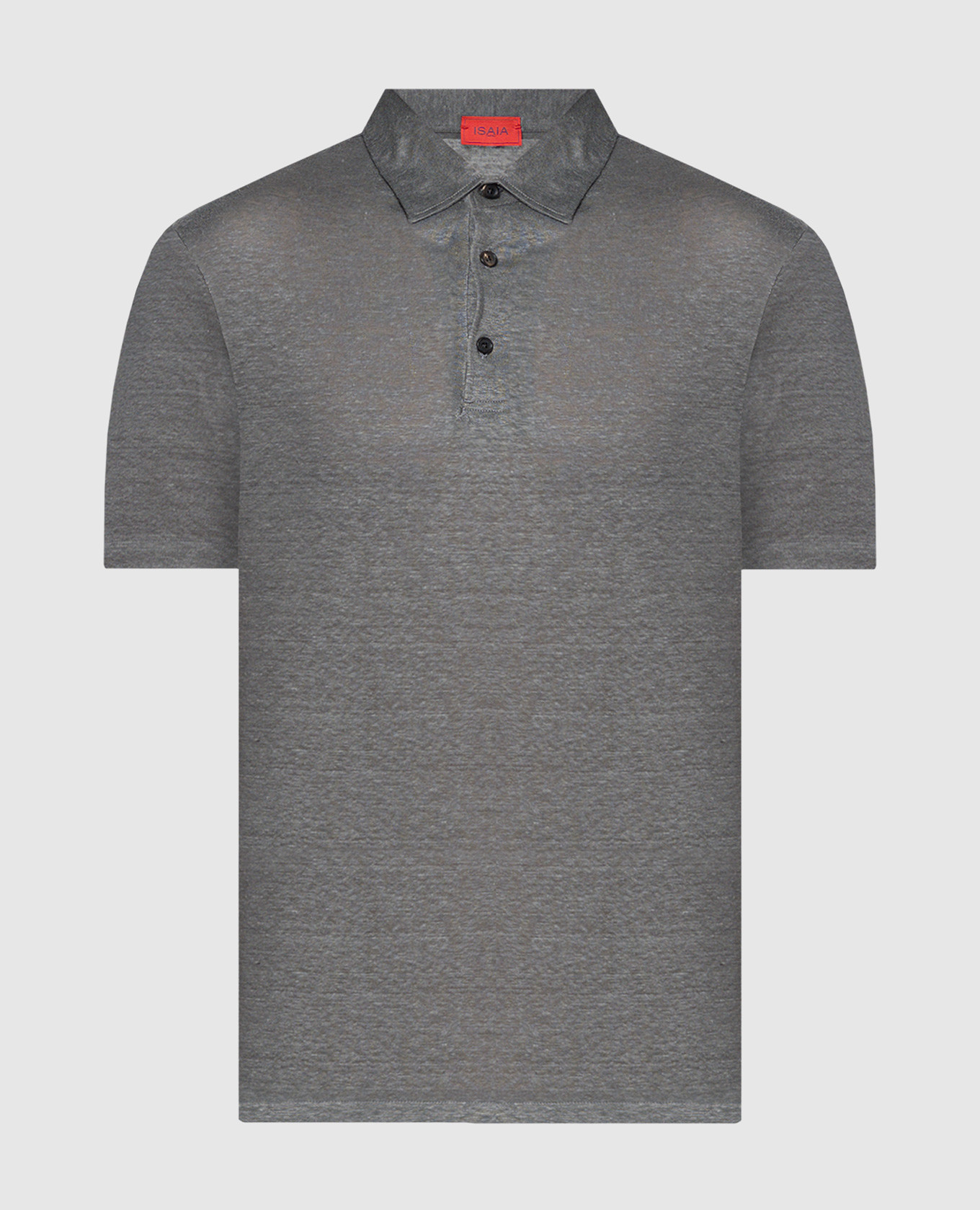 Gray linen polo shirt
