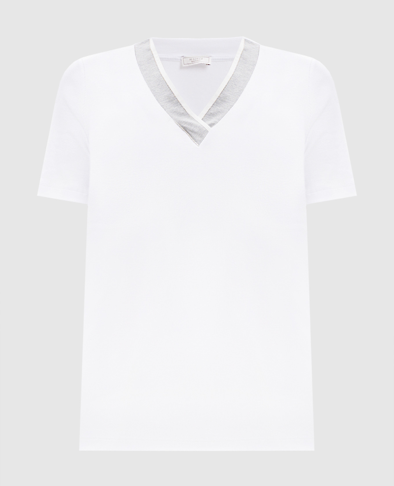 

Белая футболка в рубчик с цепочкой мониль, Белый, Футболки