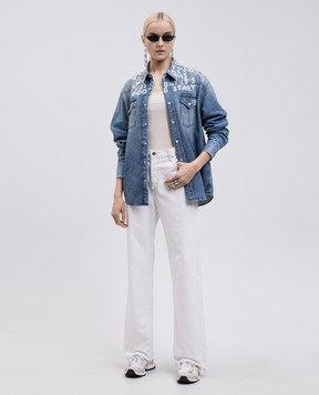 Maison Margiela MM6 Синя джинсова сорочка з принтом напису SH2DT0018M30029
