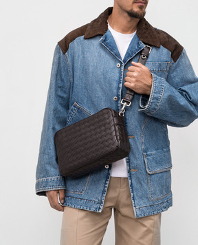 Bottega Veneta Коричневая кожаная сумка с плетением 755925V2HL1