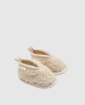 Binibamba Дитячі білі пінетки з вовни мериноса BOOTIES