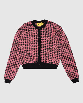 Off-White Детский розовый кардиган с шерстью в узор. OGHB004F24KNI001