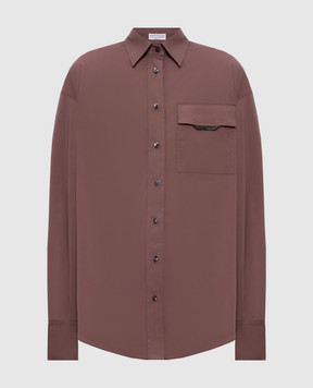 Brunello Cucinelli Коричнева сорочка прямого крою MP091MY516