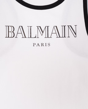 Balmain Детский белый топ с контрастным принтом логотипа BW8B32Z23891214