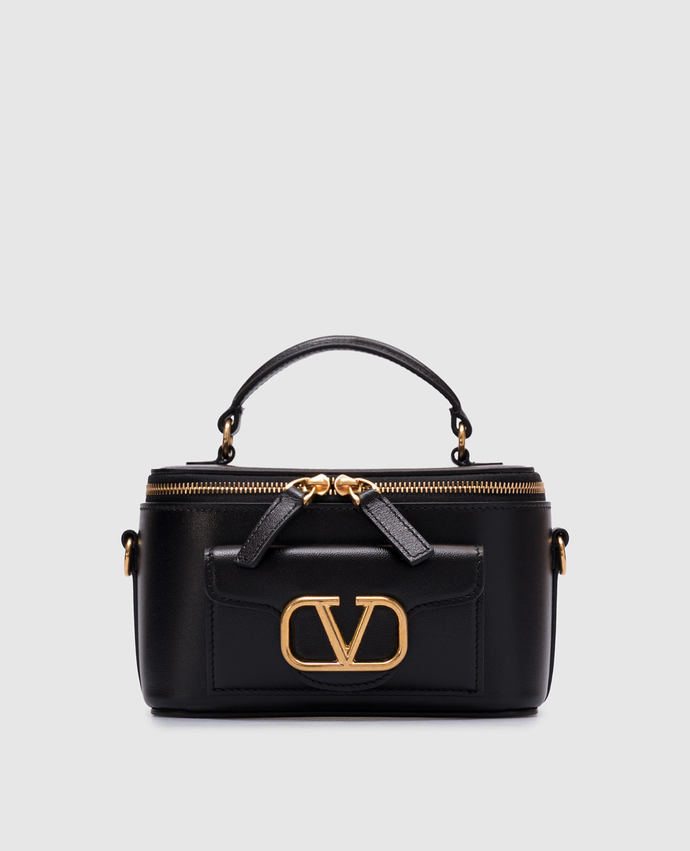 

Черная кожаная сумка кросс-боди VLogo, Черный, Сумки через плечо