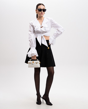 Balmain Белая укороченная блуза с рюшами EF1HU296CB02