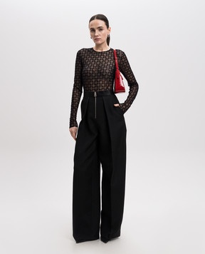 Givenchy Черный боди с фактурной монограммой логотипа с глитером BWB03U20H0