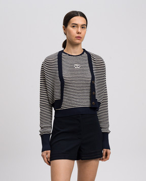 Twinset Синій укорочений кардиган в смужку з топом 251TP3320