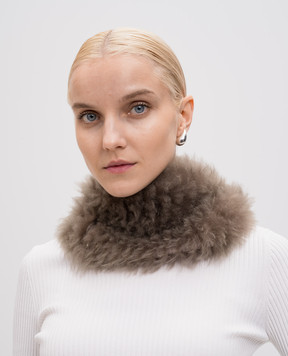Brunello Cucinelli Бежевий баф з кашеміру з хутром M12W18199