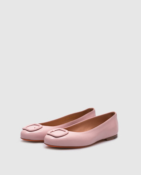 Santoni Розовые кожаные балетки WAAH71490KA1NKED