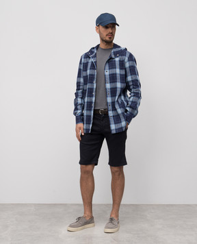 Kiton Синие шорты с льном с патчем логотипа UFBLACK0603F