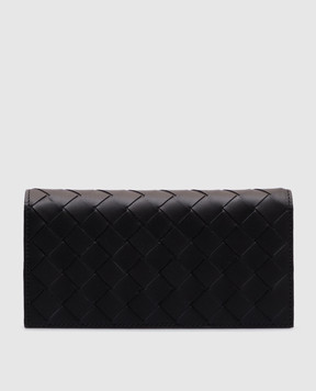 Bottega Veneta Черный кожаный кошелек с плетением 814673VCPQ6